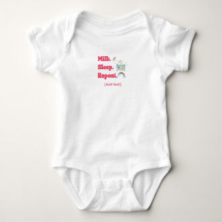 Body Para Bebê Fofa "Leite. Sono. Repetir." Cama de Bebê & Arco-í