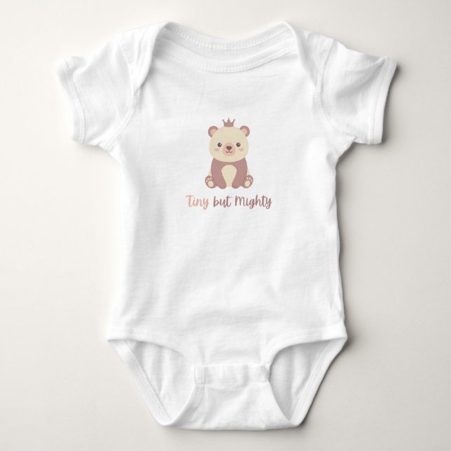 Body Para Bebê Fofa Principe Urso Kawaii "Minúsculo mas Poderoso" (Frente)