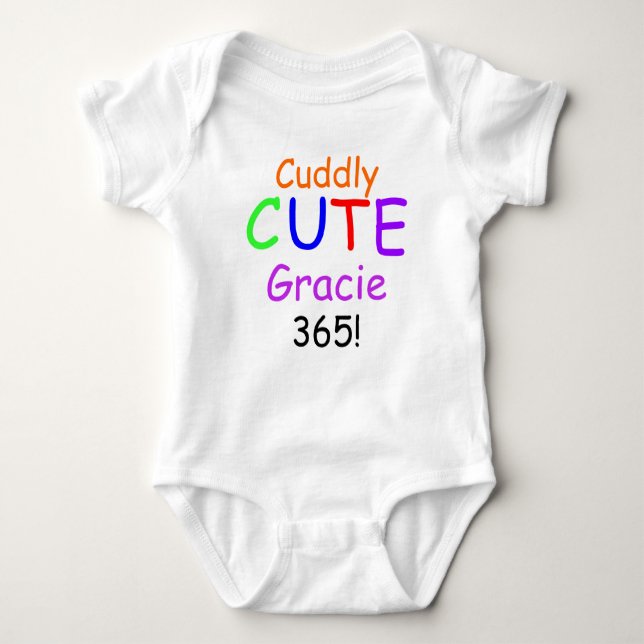 Body Para Bebê Fofinho Cute 365 Baby Girl Mostra nome personaliza (Frente)