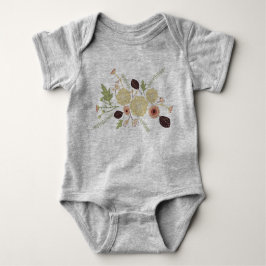 Body Para Bebê Fofo Floral Rosa Marrom
