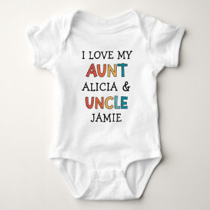 Body Para Bebê Fofo Personalizado Eu Amo Minha Tia e Tio