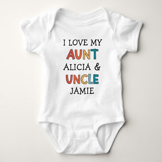 Body Para Bebê Fofo Personalizado Eu Amo Minha Tia e Tio (Frente)