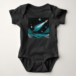 Body Para Bebê Foguete Espacial – Bodysuit Cinza e Azul para Bebê