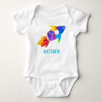 Foguete Espaço Sideral Crianças Aquarela Arco-íris