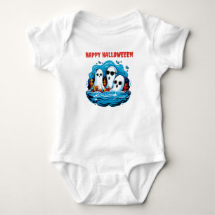 Body Para Bebê Folha de Halloween encarava fantasmas