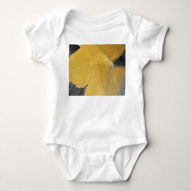 Body Para Bebê Folha Dourada, design preto abstrato (Frente)