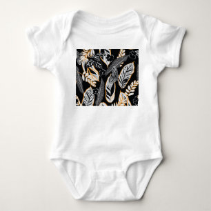 Body Para Bebê Folhagem Tropical: Padrão de Vintagem Escura