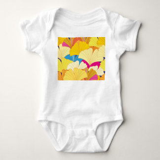 Body Para Bebê Folhas amarelas de gingko, padrão sem costura.