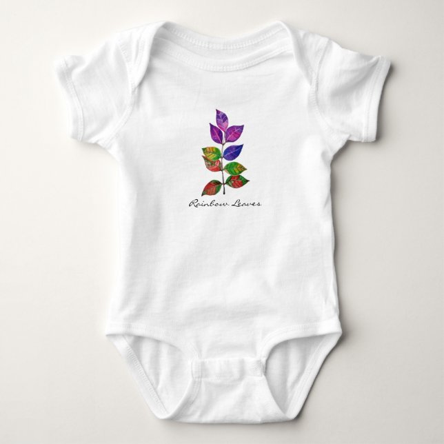 Body Para Bebê Folhas arco-íris de água (Frente)