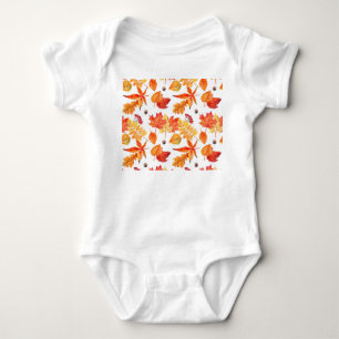 Body Para Bebê Folhas de aquarela, padrão natural sem costura.