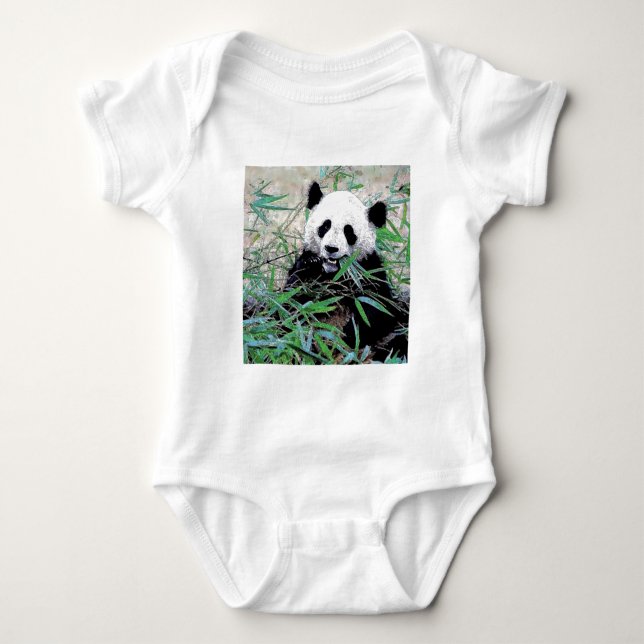Body Para Bebê Folhas de Comida de Panda (Frente)