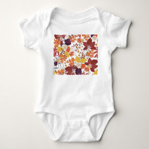 Body Para Bebê Folhas e Rosas de Aquarela do outono