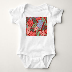 Body Para Bebê Folhas Tropicais De Doodle: Escuro Desenho De Mão