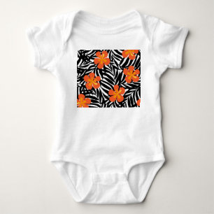 Body Para Bebê Folhas tropicais de palma, estilo vintage applique