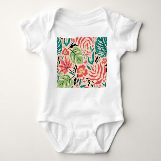Body Para Bebê Folhas tropicais e flores: Fusão de safra