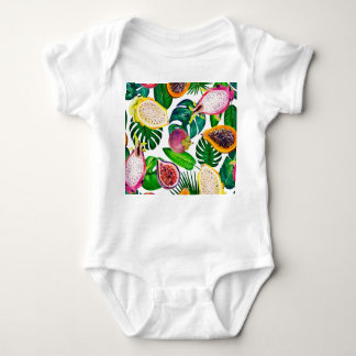 Body Para Bebê Folhas tropicais, frutas, padrão sem costura de gu