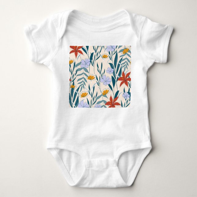 Body Para Bebê Folhas Tropicais: Fundo Abstrato fascinável. (Frente)