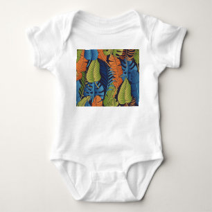 Body Para Bebê Folhas tropicais, padrão floral sem costura.