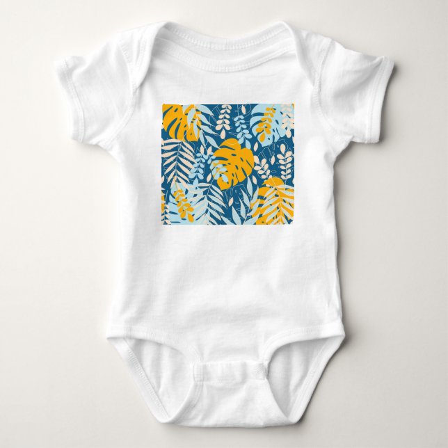 Body Para Bebê Folhas Tropicais: Selva Abstrato (Frente)