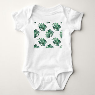 Body Para Bebê Folhas tropicais verdes, padrão de aquarela