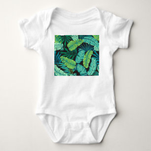 Body Para Bebê Folhas tropicais verdes: padrão de colheita.