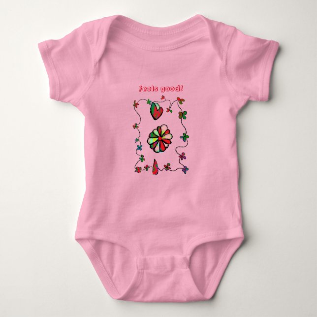 Body Para Bebê Folk Retro Quaint e Happy Art (Frente)