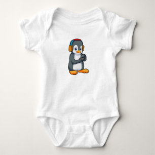 Body Para Bebê Fone de ouvido para música pinguim