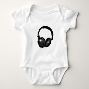 Body Para Bebê Fone de ouvido preto e branco Pop