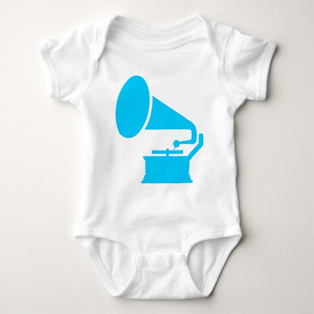 Body Para Bebê Fonógrafo - Azul-Céu (Frente)