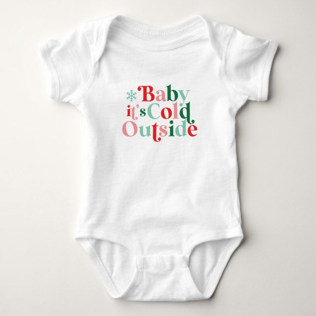 Body Para Bebê Fonte Boho Moderna Natal Bebê Está Frio Lá Fora Na (Frente)