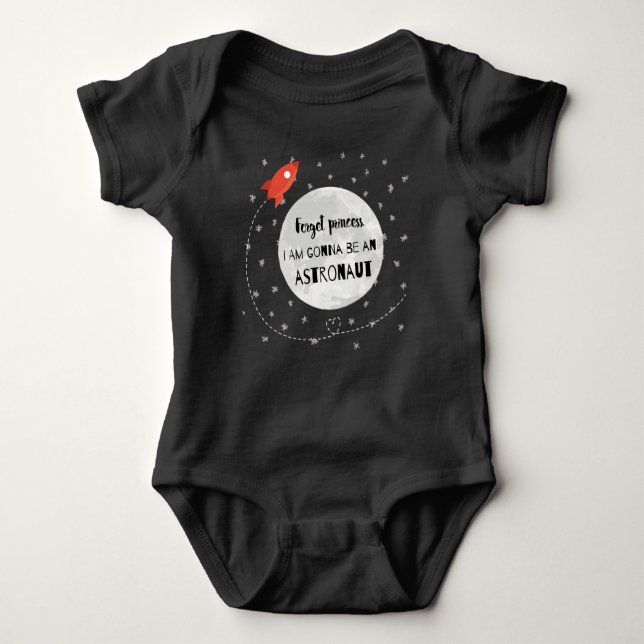 Body Para Bebê Forget princess astronaut foguete universo lua (Frente)