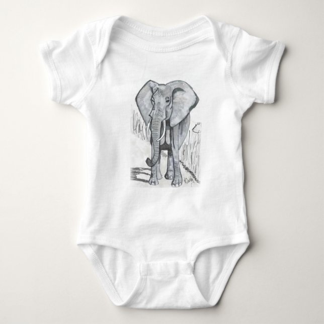 Body Para Bebê Formas impressionantes de cinza de elefante desenh (Frente)