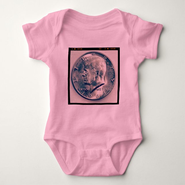 Body Para Bebê Foto ao quadrado - Meio dólar JFK (Frente)