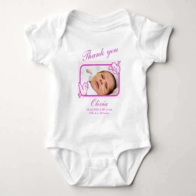 Body Para Bebê Foto de Anúncio de Nascimento Obrigado (Frente)