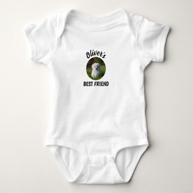 Body Para Bebê Foto de Cachorro Personalizada (Frente)