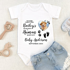 Body Para Bebê Foto de Cachorro Personalizada Promovida Avós Huma