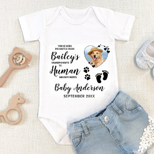 Body Para Bebê Foto de Cachorro Personalizada Promovida Avós Huma