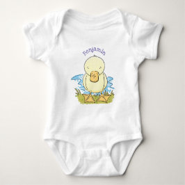 Body Para Bebê Foto de desenho animado de bebê amarelo-branco