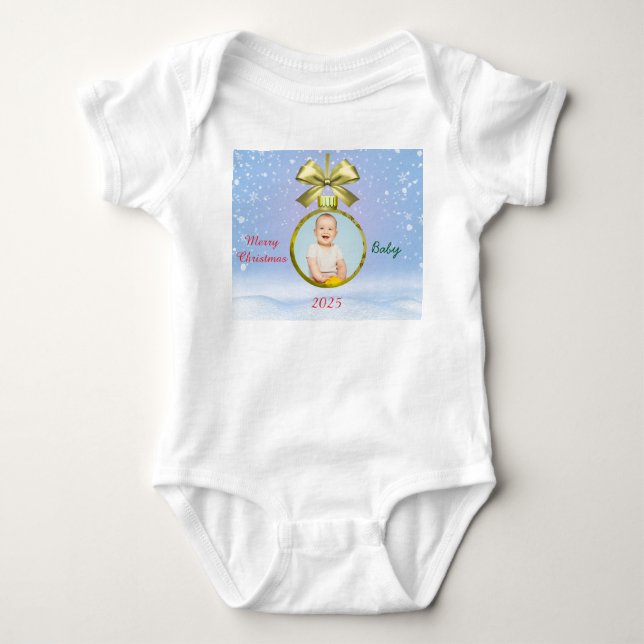 Body Para Bebê Foto Feliz Natal Bebê (Frente)