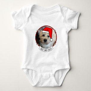 Body Para Bebê Foto personalizada Santa Hat Pet HO HO