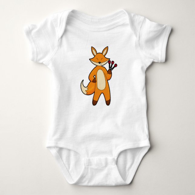 Body Para Bebê Fox como jogador Dart com Darts (Frente)