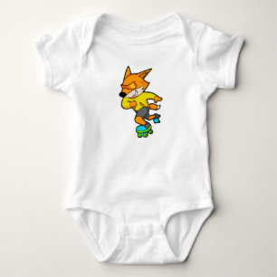 Body Para Bebê Fox como Patinador com skates Roller