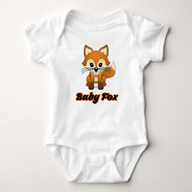 Body Para Bebê Fox do bebê - T-shirt da família do Fox (Frente)
