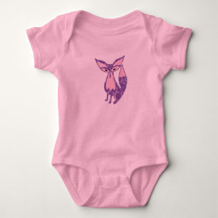 Body Para Bebê Fox em roxo & cor-de-rosa laçado