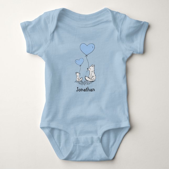 Body Para Bebê Fox Kit Heart Balloons Design Baby Shirt (Frente)
