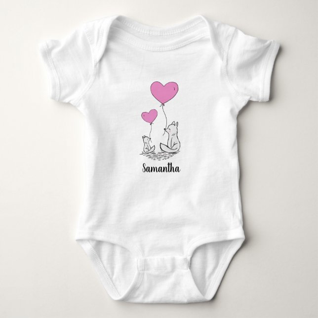 Body Para Bebê Fox Love Design Baby Shirt (Frente)