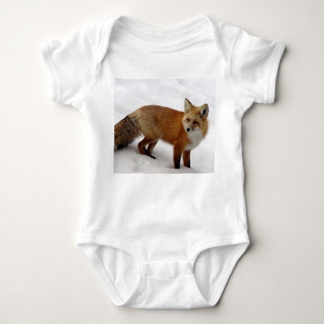 Body Para Bebê Fox na neve (Frente)