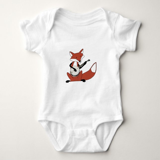 Body Para Bebê Fox que joga o banjo (Frente)