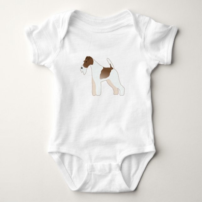 Body Para Bebê Fox Terrier Dog Brey Illustration Silhouette (Frente)