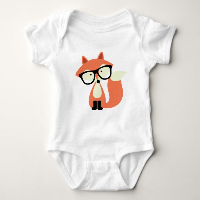 Body Para Bebê Fox vermelho do hipster bonito (Frente)
